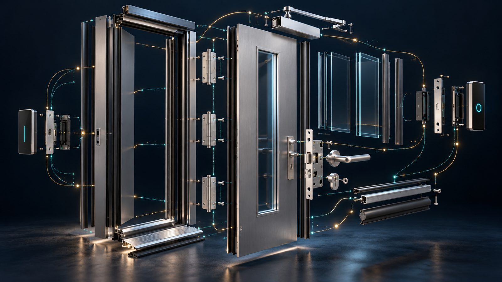 Exploded view of a specialty door assembly